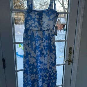 Blue Floral Midi Dress